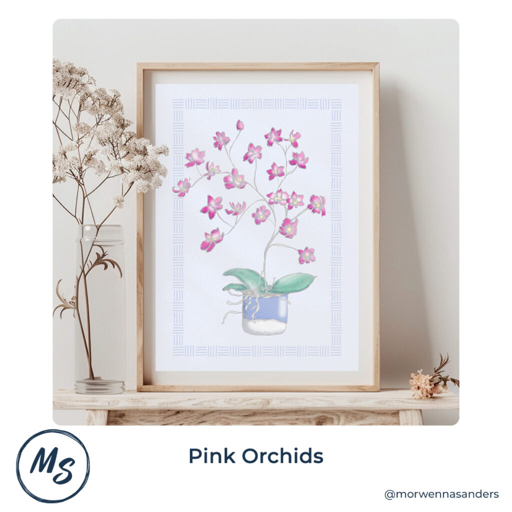 Framed Art Print of "Pink Orchids"