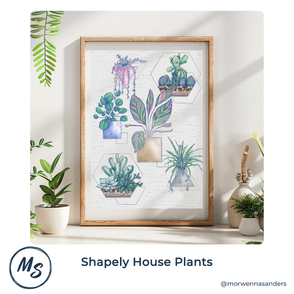 Framed Art Print of "Shapely House Plants"